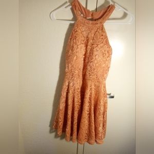 Streetwear Society Pink Flare Lace Back-up Zip Stylish Dress